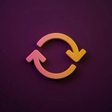 Orange-yellow Refresh icon isolated on purple background. Reload symbol. Ro.. Stock Illustration