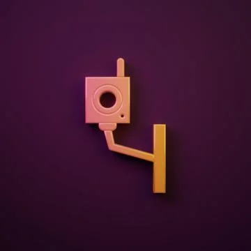 Orange-yellow Security camera icon isolated on purple background. Minimalis.. 스톡 일러스트