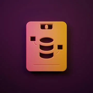 Orange-yellow Server, Data, Web Hosting icon isolated on purple background... Illustrazione stock