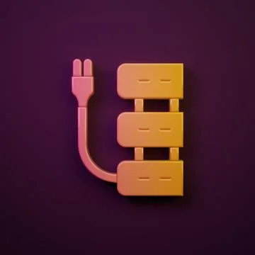 Orange-yellow Server icon isolated on purple background. Adjusting app, ser.. Illustrazione stock