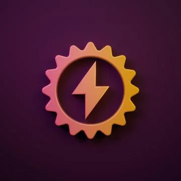 Orange-yellow Solar energy panel icon isolated on purple background. Sun wi.. Stock Illustration