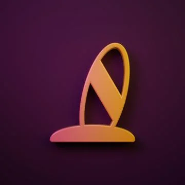 Orange-yellow Surfboard icon isolated on purple background. Surfing board. .. Stock Illustration