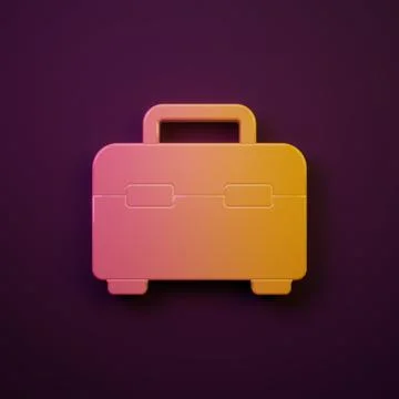 Orange-yellow Toolbox icon isolated on purple background. Tool box sign. Mi.. Stock Illustration