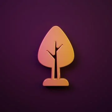 Orange-yellow Tree icon isolated on purple background. Forest symbol. Minim.. Stock Illustration