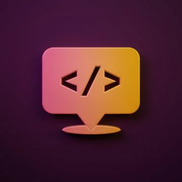 Orange-yellow Web design and front end development icon isolated on purple .. イラスト素材
