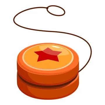 Orange yo yo with red star and brown string is ready for playing Stock Illustration