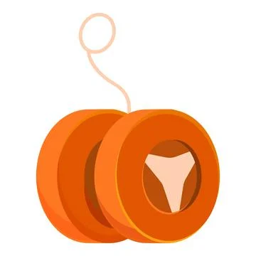 Orange yo yo toy with string hanging showing skill and fun Illustrazione stock