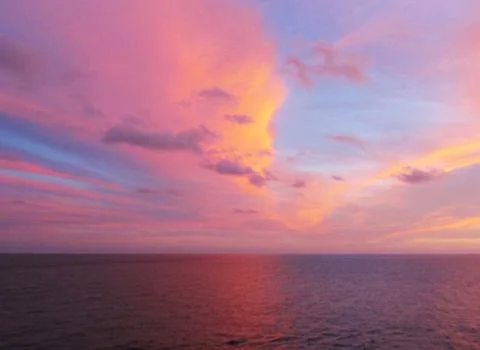 OrangeBlueOceanSunset Stock Photos