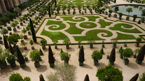 The Orangerie and the Pièce d' Eau des Suisses of the Palace of Versailles Franc Stock Footage 245461856