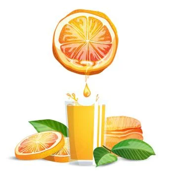 Oranges and juice Stock Illustration