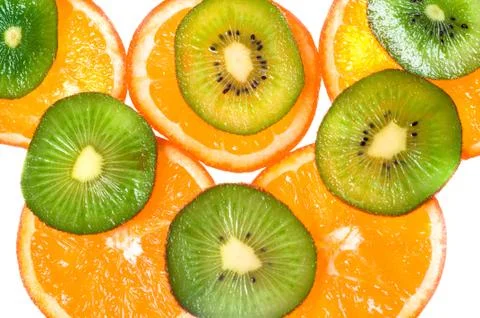 Oranges and kiwi Stock Photos