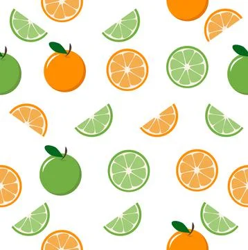 Oranges and lemon  fruit  Seamless pattern 스톡 일러스트
