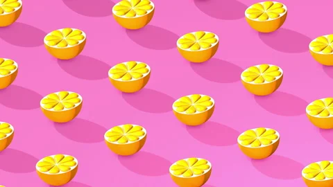 Oranges animated isometric pattern loop 4k Stock Footage 134326923