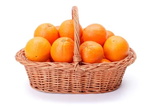 Oranges in basket Stock Photos