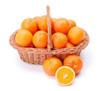 Oranges in basket Foto stock