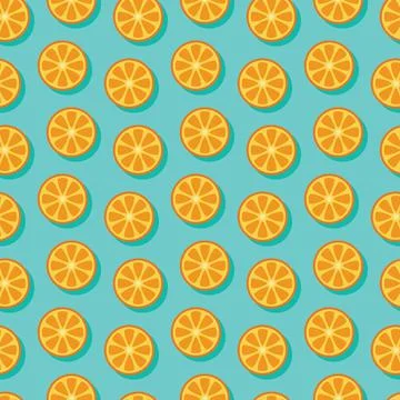 Oranges on blue seamless repeat pattern background design Stock Illustration