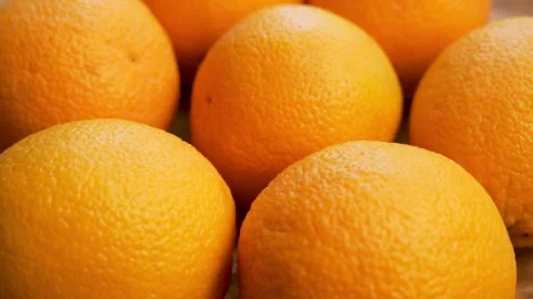 Oranges, close-up. Background of Ripe Oranges, Citrus Fruits. Fresh Crop. Vegeta Stock Footage 153765504