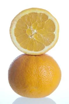 Oranges cut in half Stock Photos