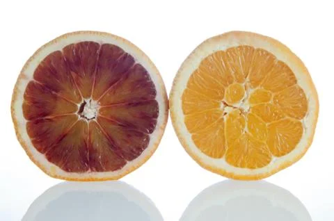 Oranges cut in half Stock Photos