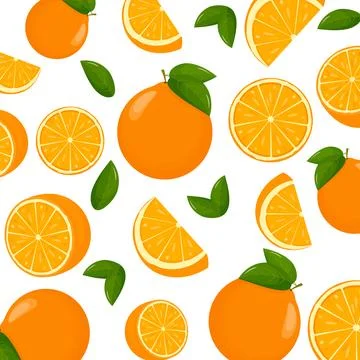 Oranges falling from different angles. Orange citrus background. Flying Orange Illustrazione stock