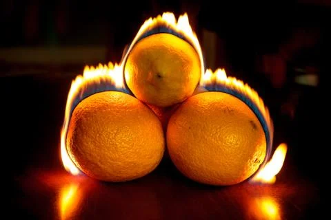 Oranges on Fire Stock Photos