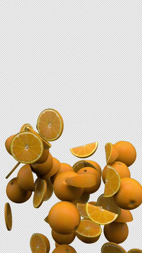 Oranges fountain – 3d render with alpha channel. Stock Footage 341313791
