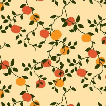 Oranges fruits pattern on a summer background Stock Illustration