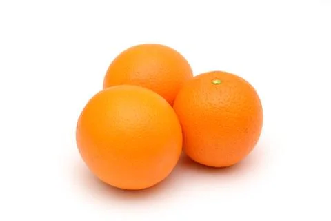 Oranges isolated. Three oranges on a white background Stock Photos