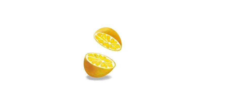 Oranges or Lemons. Cut in half. Colored background. Illustration. Illustrazione stock