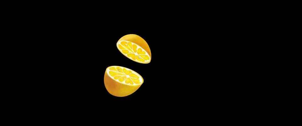 Oranges or Lemons. Cut in half. Colored background. Illustration. Illustrazione stock