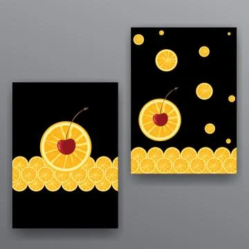Oranges pattern, creative page cover for bar menu, juicy drinks or fruits res Stock Illustration