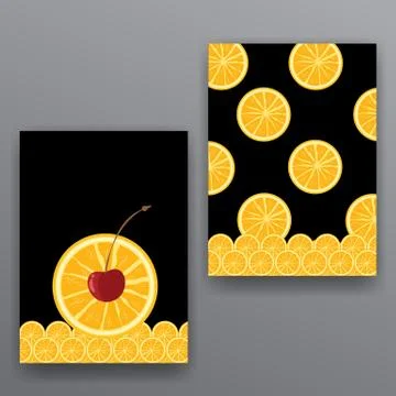 Oranges pattern, creative pages covers for bar menu, juicy drinks or fruits r Illustrazione stock