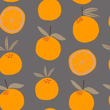 Oranges pattern on dark background. Stock Illustration