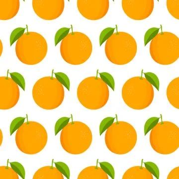 Oranges pattern. Fresh oranges on white background. Vector illustration Stock Illustration