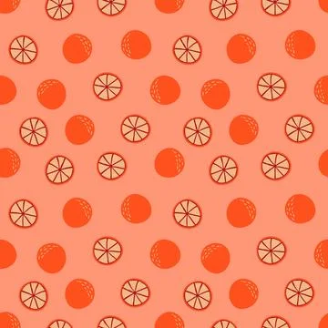 Oranges Pattern with Slices Orange Background Stock Illustration