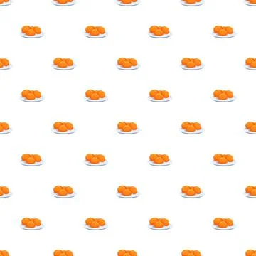 Oranges on plates seamless pattern repeating background Illustrazione stock