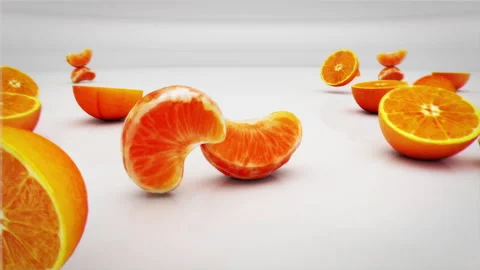 Oranges Playing and dancing on white background Stock Footage 246047004