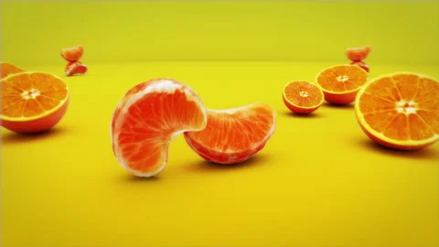 Oranges Playing on green background Stock Footage 246047163