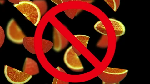 Oranges in prohibition sign Stock-Footage 90529098