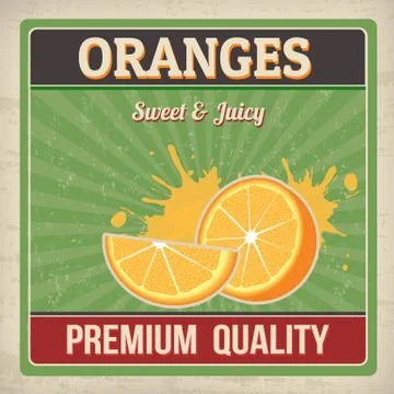 Oranges retro poster Stock Illustration