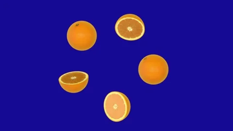 Oranges rotation around center point on blue screen background Stock Footage 322894198