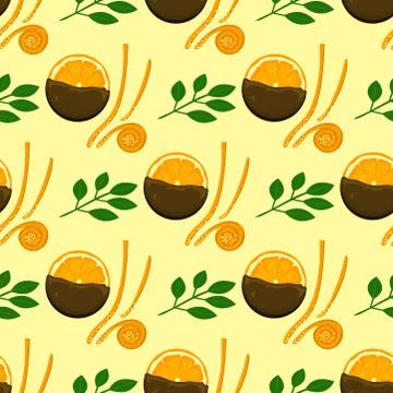 Oranges seamless pattern background illustration natural citrus fruit vector Stock Illustration