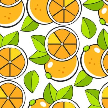Oranges seamless pattern. illustration. On White Background, Stockillustratie