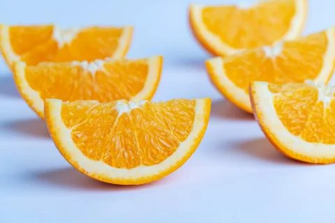 Oranges slice on the white background Stock Photos