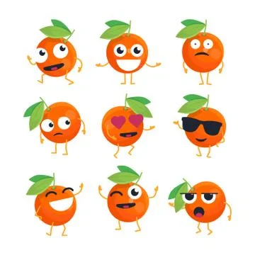 Oranges - vector isolated cartoon emoticons Stock Illustration