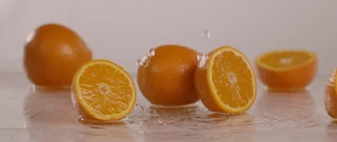 Oranges With Water Dripping In Slow Motion 스톡 동영상 105380550