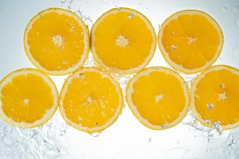 Oranges Water Splash Stock Photos