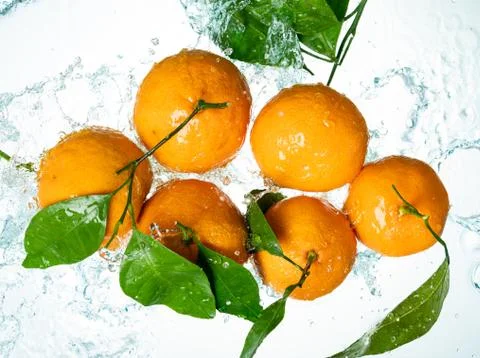 Oranges Water Splash Stock Photos