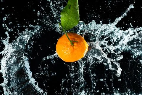 Oranges Water Splash Stock Photos