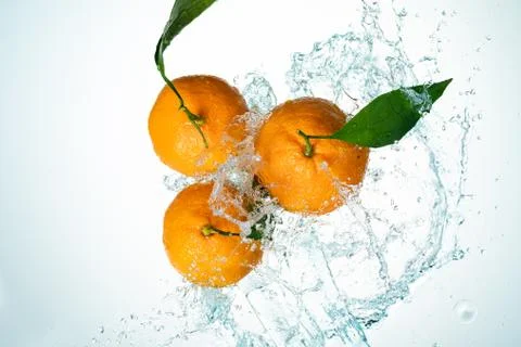 Oranges Water Splash Stock Photos